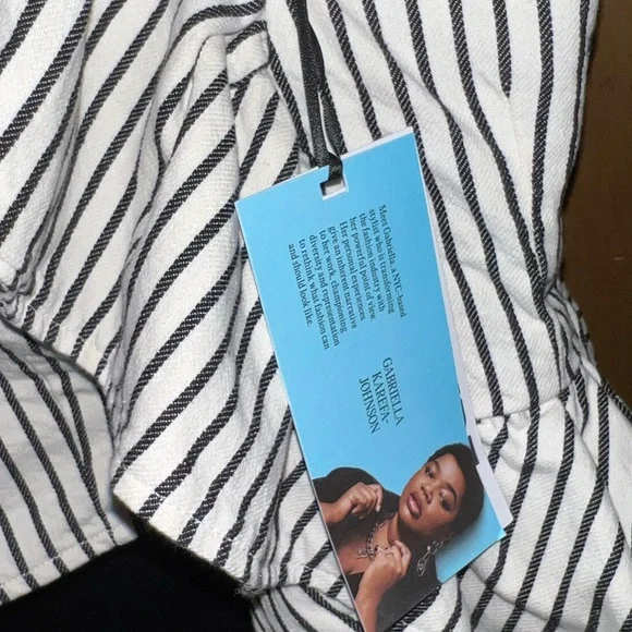 NWT Future Collective Black White Striped One-Shoulder Ruffle Top Size S - Picture 9 of 12